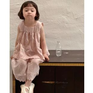 复古甜美上衣 2025新款 今年流行爆款 女童夏套装 超火穿搭一整套法式