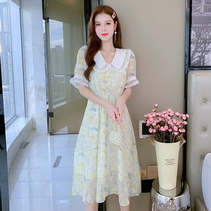 RM14454#小清新雪纺碎花连衣裙女2022年夏季新款法式高级感收腰显瘦茶歇裙