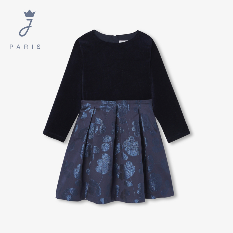 Jacadi亚卡迪女童连衣裙2025冬新款长袖中长款庆典公主裙2043911