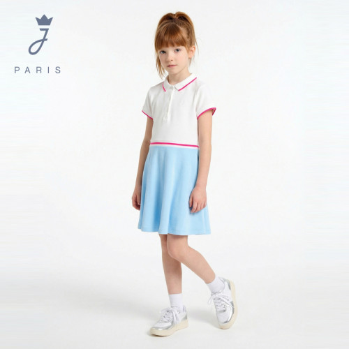 Jacadi亚卡迪女童法式连衣裙2026夏季新款棉质短袖POLO裙2045468