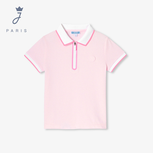 法国粉色T恤上衣2041883 Jacadi亚卡迪女童短袖 POLO衫 2025夏季 新品