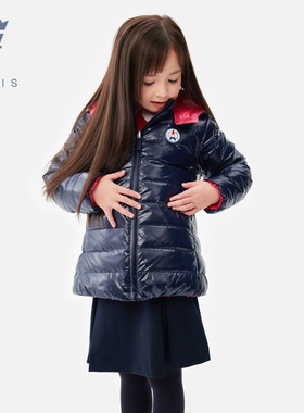 【新品】Jacadi亚卡迪女童连帽羽绒服冬两面穿加厚外套2040594