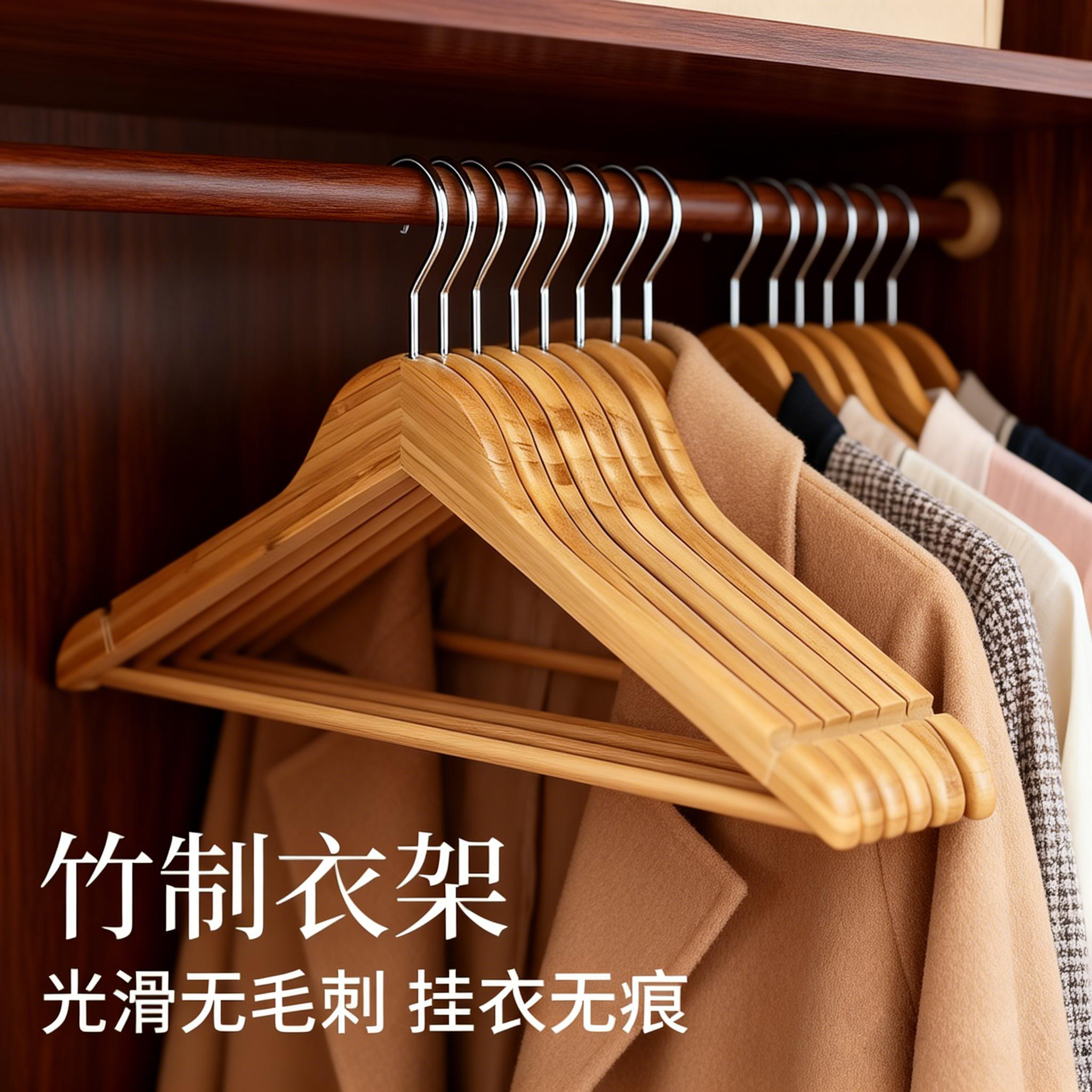 竹制衣架家用无痕防滑防霉环保竹