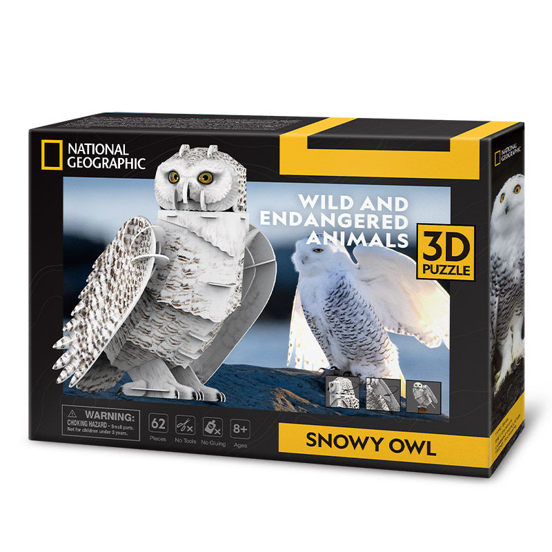国家地理珍稀动物雪鸮立体拼图3D模型智益儿童科普DIY生日礼物