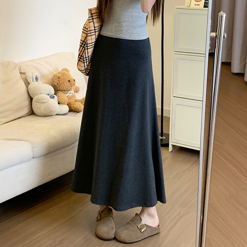 灰色鱼尾裙女夏季2026新款高腰显瘦a字包臀裙修身慵懒半身长裙子