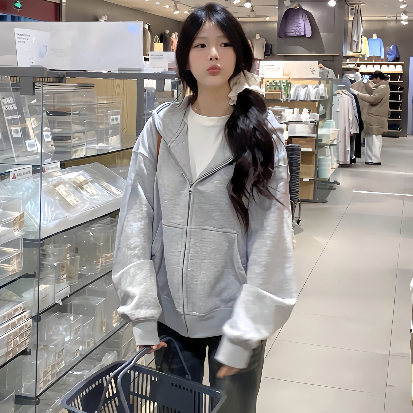 灰色连帽卫衣女2025春秋新款韩系早秋穿搭慵懒风开衫外套休闲上衣,女装/女士精品,卫衣/绒衫,淘宝优惠券,粉丝福利购,淘宝优惠卷