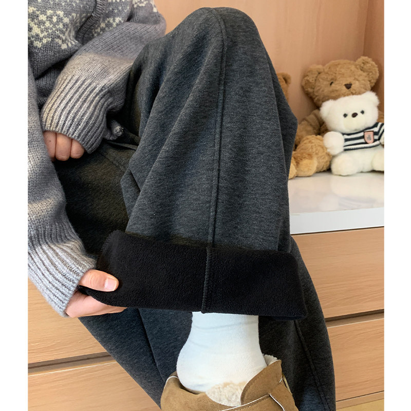 深灰色糯米弯刀裤女秋冬季2025新款高腰加绒加厚宽松显瘦香蕉卫裤,女装/女士精品,休闲裤,淘宝优惠券,粉丝福利购,淘宝优惠卷