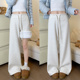 加绒阔腿裤 白色糯米裤 女秋冬垂坠感软糯慵懒高腰春秋直筒运动卫裤