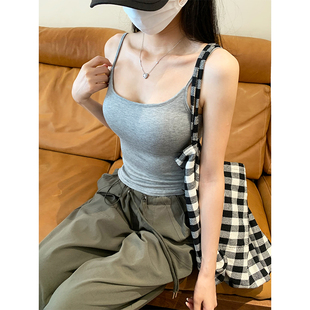 內(nèi)搭外穿修身 美背文胸帶胸墊一體打底 2025新款 灰色吊帶背心女夏季
