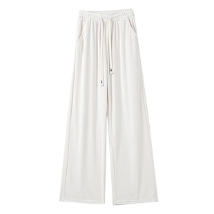 白色阔腿裤女春秋冬2026年新款高腰垂感灯芯绒宽松休闲加绒直筒裤