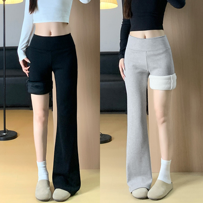 黑色微喇裤女秋冬2025新款