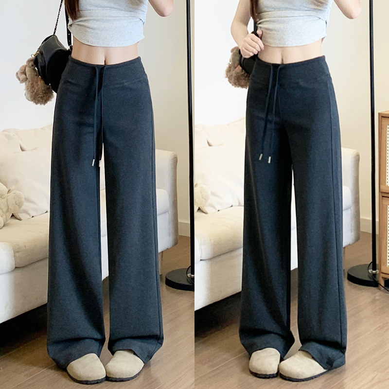 灰色阔腿裤女夏季2025新款高腰垂感显瘦小个子直筒卫裤休闲运动裤,女装/女士精品,休闲裤,淘宝优惠券,粉丝福利购,淘宝优惠卷