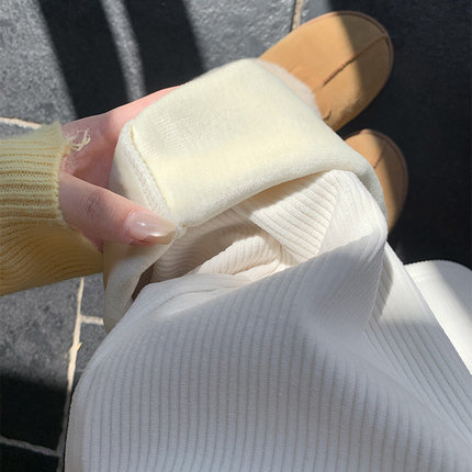 白色灯芯绒阔腿裤女秋冬加绒2025新款小个子宽松直筒雪尼尔休闲裤