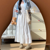 小个子a字高腰气质中长款 白色蛋糕裙女春秋季 2025新款 蓬蓬半身裙