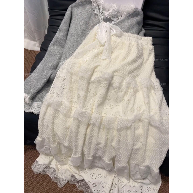 白色半身裙女春秋高腰宽松秋冬中长款a字芭蕾风蓬蓬镂空蛋糕裙子,女装/女士精品,半身裙,淘宝优惠券,粉丝福利购,淘宝优惠卷