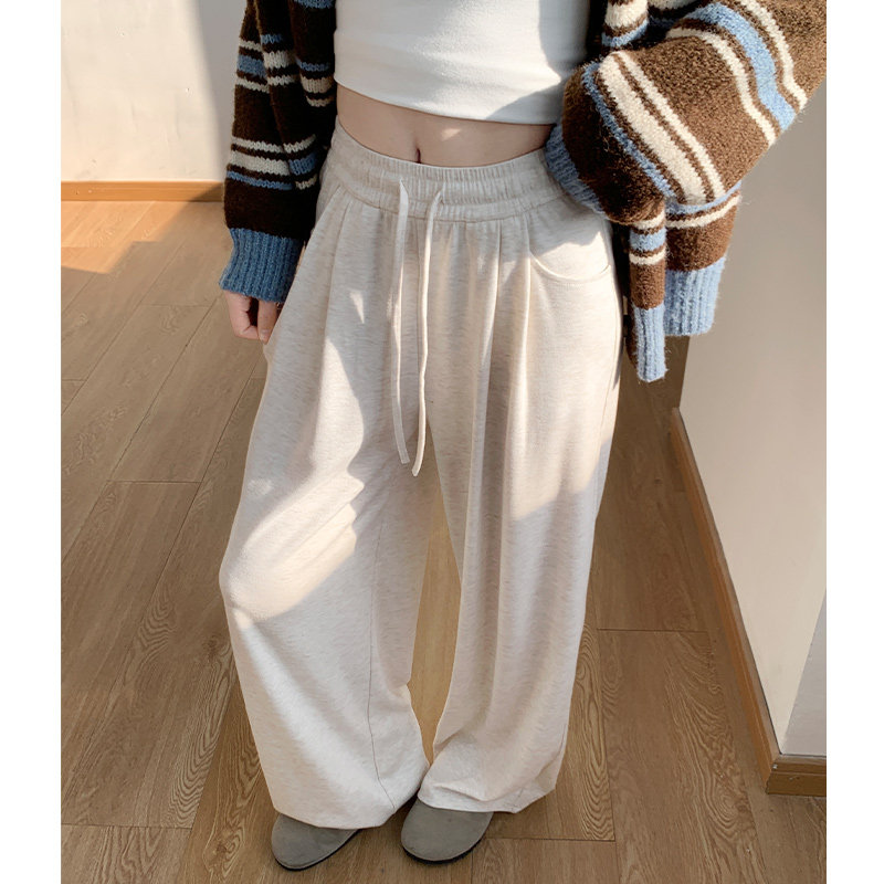 米白色加绒糯米阔腿裤女秋冬季2025新款高腰显瘦小个子休闲运动裤,女装/女士精品,休闲裤,淘宝优惠券,粉丝福利购,淘宝优惠卷