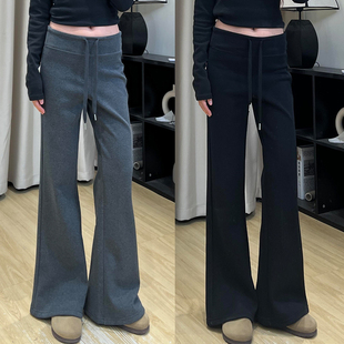 高腰显瘦小个子休闲喇叭运动卫裤 深灰色lulu微喇裤 女春秋2026新款