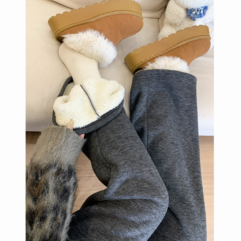 羊羔绒糯米裤女秋冬加绒