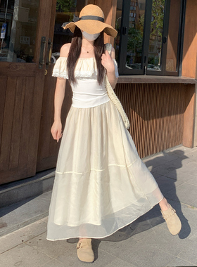 白色纱裙半身裙女夏季2026新款高腰a字大摆裙小个子中长款蓬蓬裙