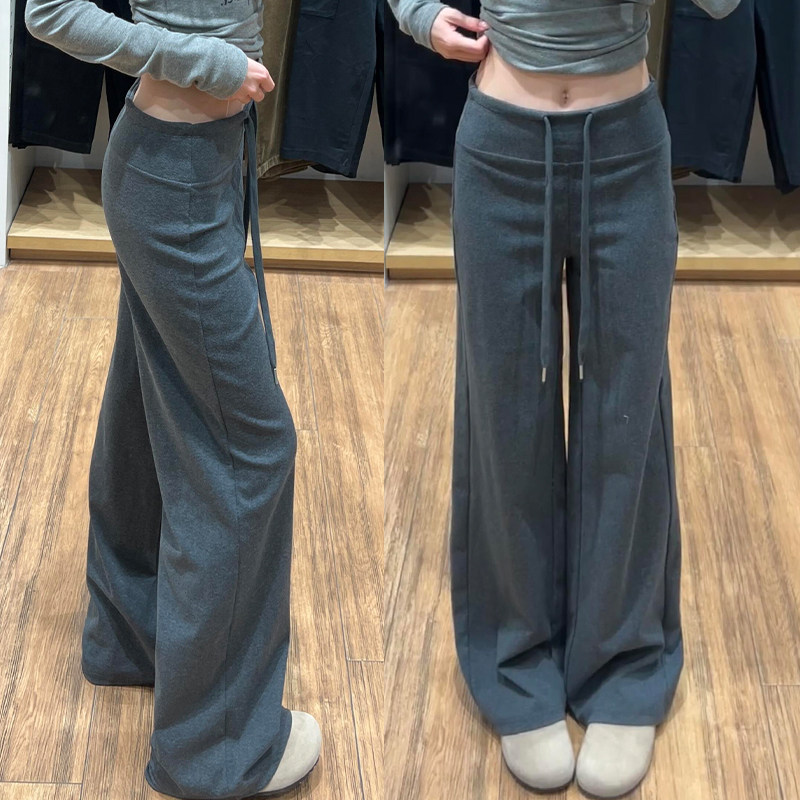 深灰色直筒垂垂裤女秋冬季2025新款小个子高腰垂感加绒阔腿运动裤,女装/女士精品,休闲裤,淘宝优惠券,粉丝福利购,淘宝优惠卷