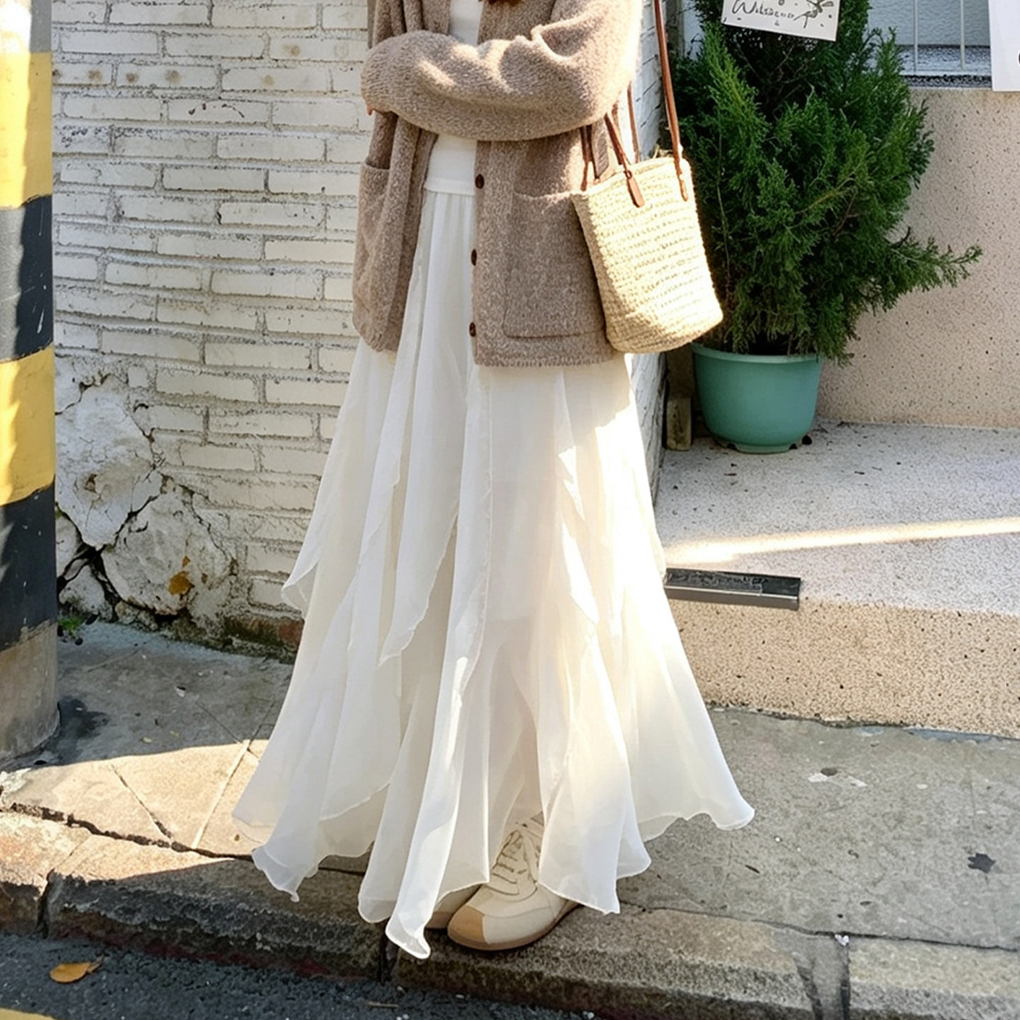白色韩系不规则蛋糕裙夏季女2026新款小众设计感春秋蕾丝长半身裙