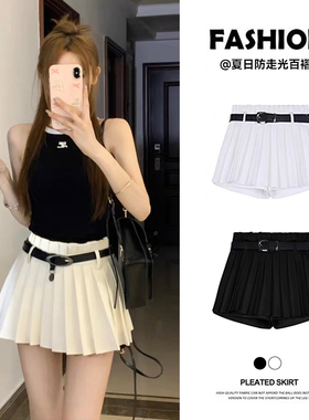 白色百褶裙女夏季辣妹小个子jk超短裙高腰显瘦a字裙纯欲半身裙子