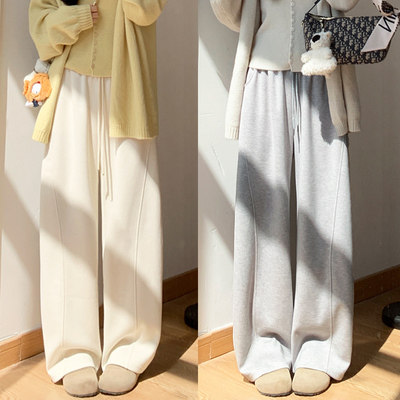 米白色弯刀裤女春秋季2025新款