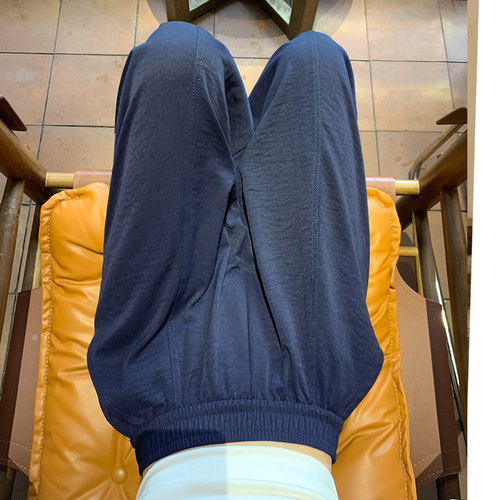 藏青高腰垂感阔腿裤女夏显瘦