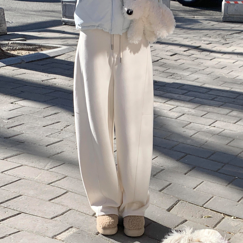 米白色弯刀裤女秋冬2025新款