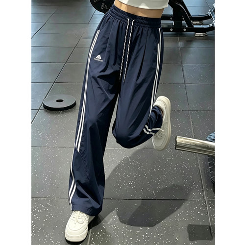小个子高腰速干条纹工装裤女