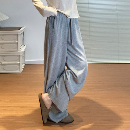春秋高腰显瘦阔腿运动裤女