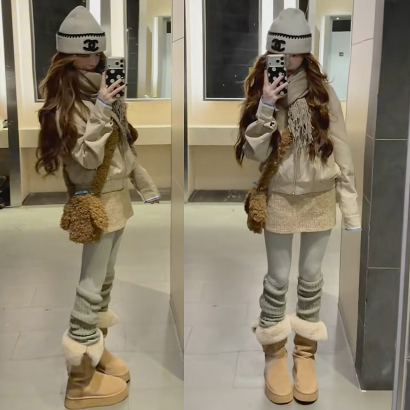 灰色条纹打底裤女外穿2025新款冬季显瘦加绒加厚螺纹裤紧身瑜伽裤