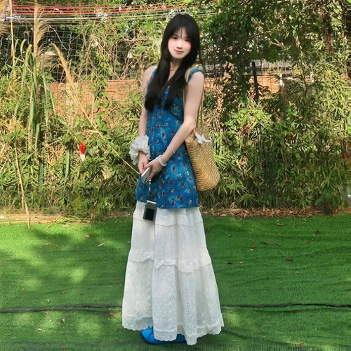 白色蛋糕裙女夏季2026新款高腰a字芭蕾风小个子蓬蓬蕾丝半身长裙