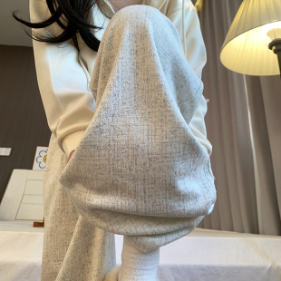 白色阔腿裤 女春秋2025年高腰软糯毛巾裤 秋冬小香风羊绒糯米直筒裤