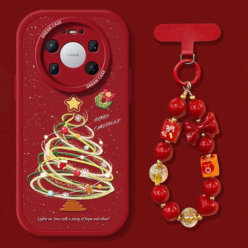 适用华为mate80手机壳红色圣诞树