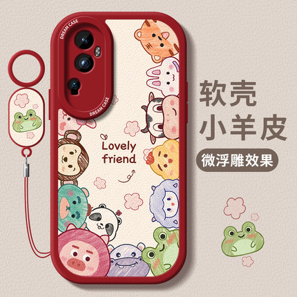 适用opporeno10手机壳女款reno9pro+保护套oppo reno7se防摔reno8硅胶全包6pro软外壳磨砂5k卡通0pp0动物新款