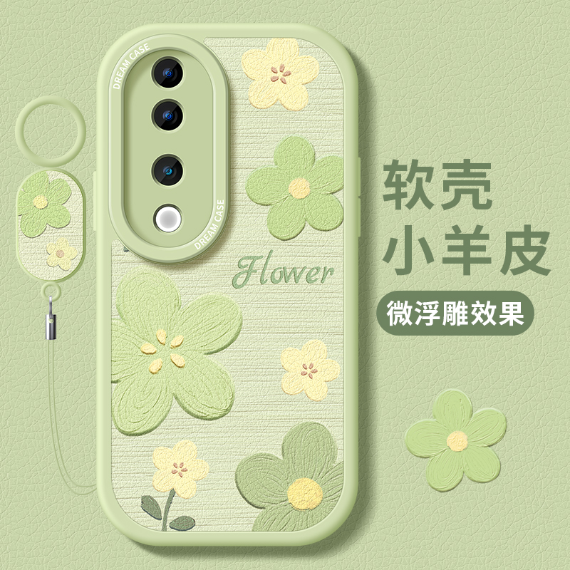 适用vivos19油画花朵手机壳全包