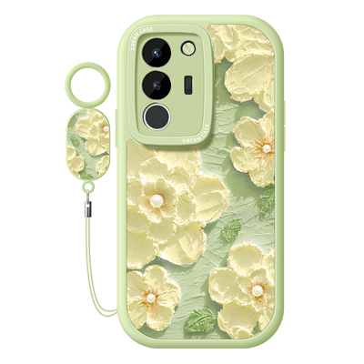 适用vivos17绿色花朵手机壳硅胶