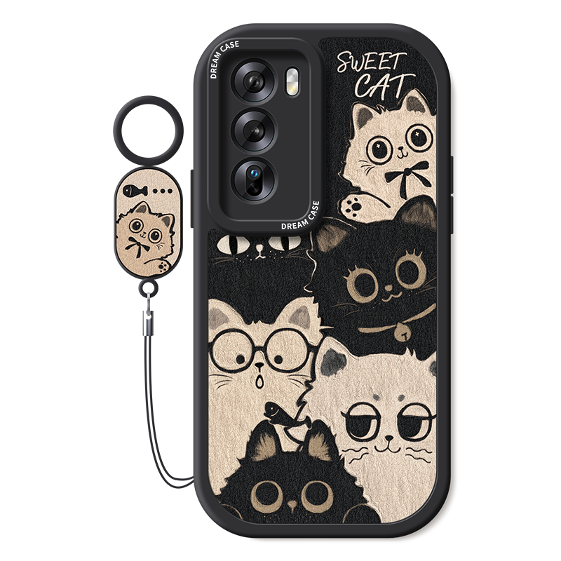 适用opporeno12手机壳新款reno11pro保护套10防摔pro+全包9/8/7se硅胶女款reno6磨砂5k卡通猫咪opp0可爱外壳