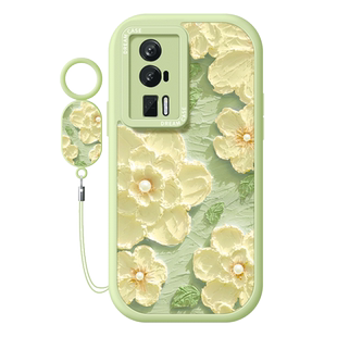 适用红米k60至尊版手机壳k70女款note13pro保护套k50pro全包redmi硅胶k40s防摔note12新款note10软壳绿色花朵
