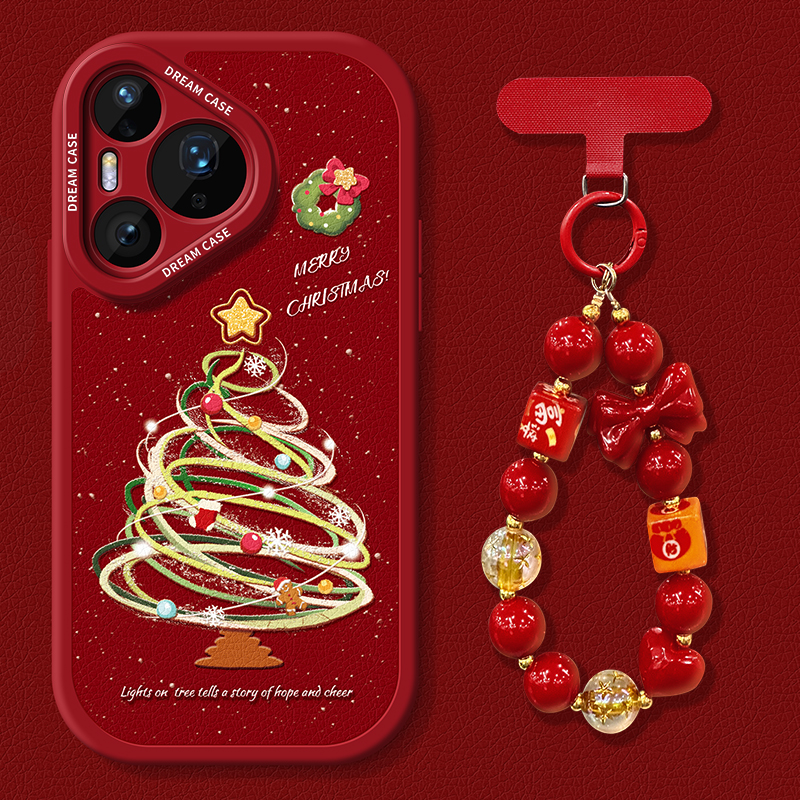 适用华为pura80手机壳红色圣诞树
