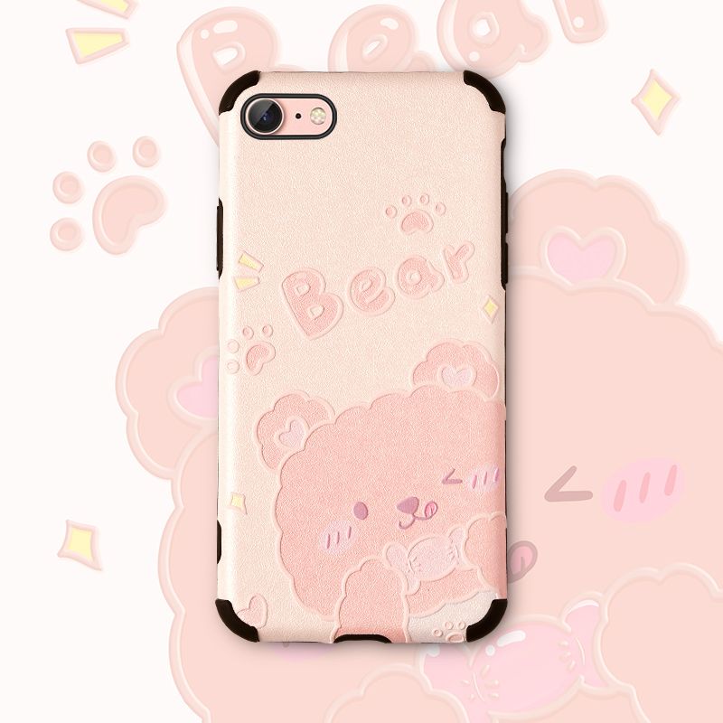 可爱小熊苹果7手机壳se女款iPhone8plus保护套6splus防摔i8硅胶6p全包边2020新款七软壳少女心磨砂创意六se2