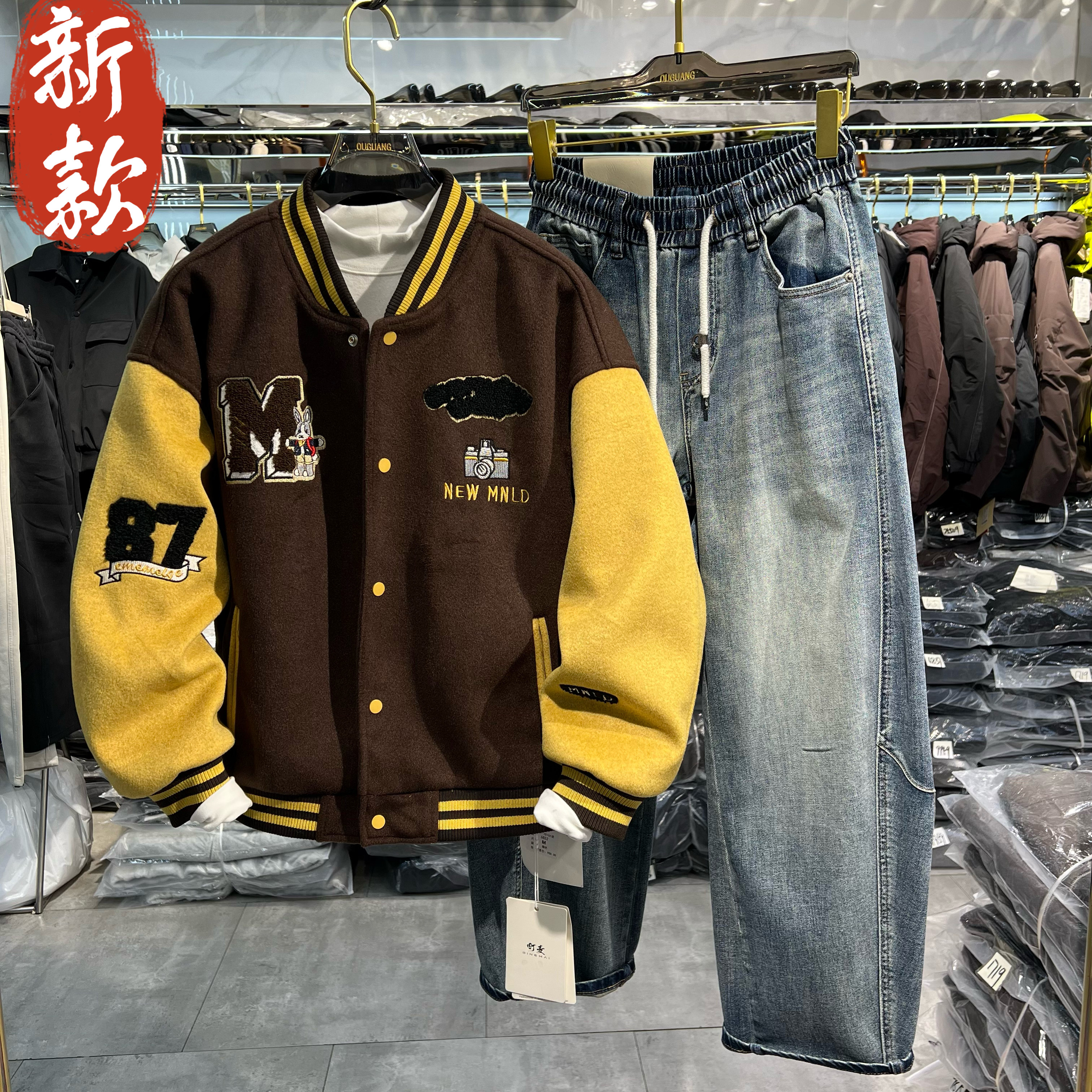 实体春季潮牌美式复古设计棒球服飞行员夹克机车服男女情侣外套,男装,夹克,淘宝优惠券,粉丝福利购,淘宝优惠卷