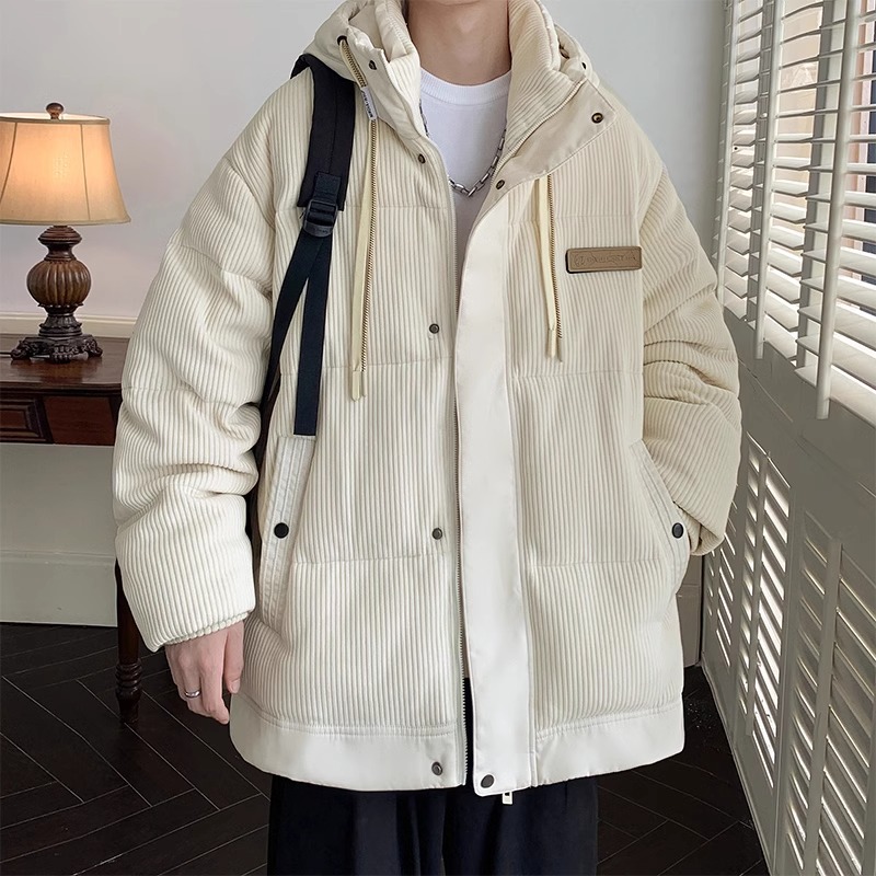 90白鸭绒羽绒服男士冬季新款保暖痞帅休闲灯芯绒潮牌情侣