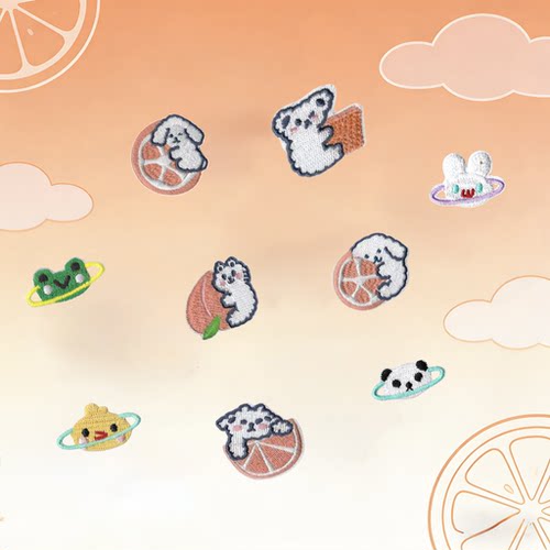 可爱卡通动物刺绣布贴