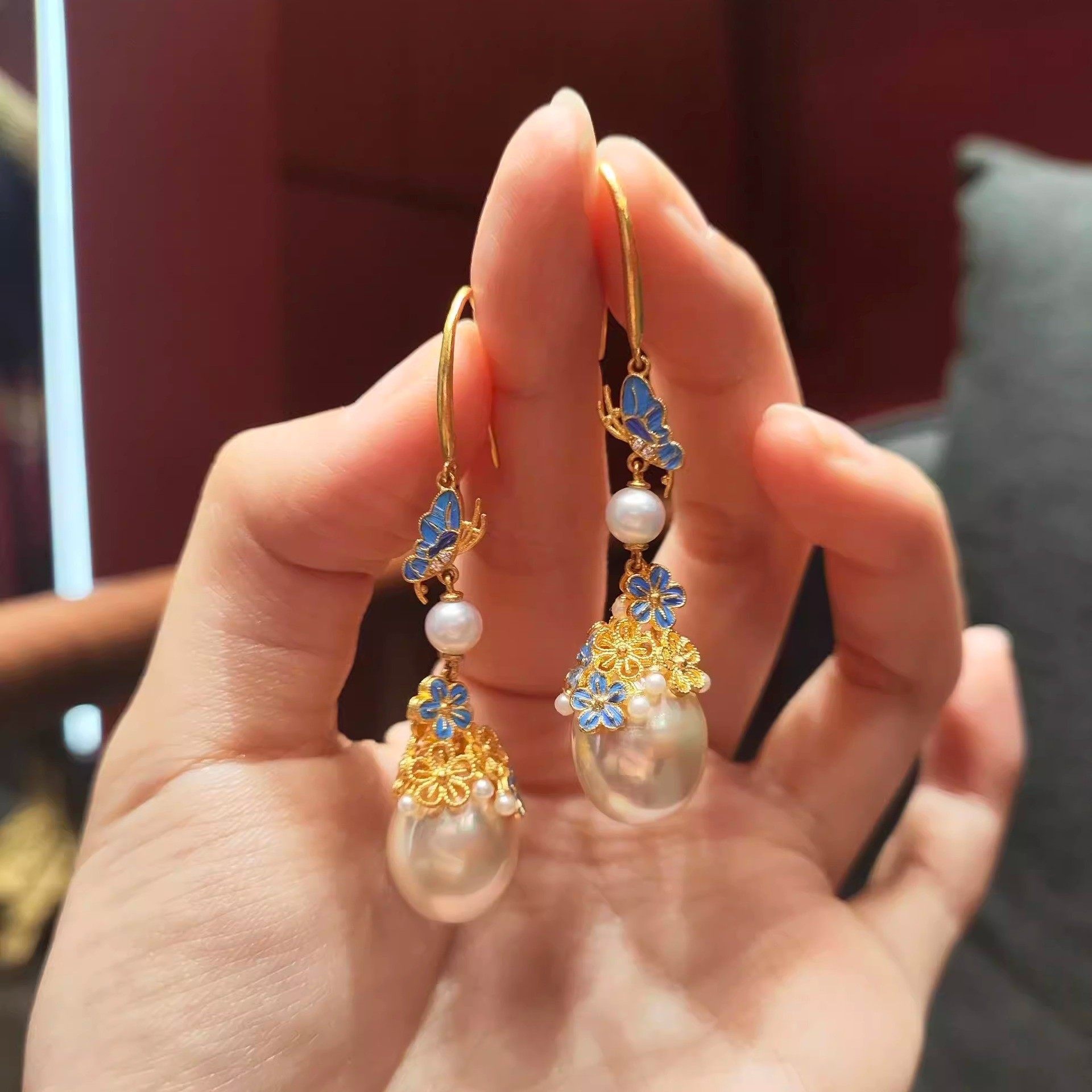 新中式仿点翠花丝镶嵌珍珠耳环女复古宫廷风流苏耳饰旗袍汉服耳坠,饰品/流行首饰/时尚饰品新,胸针,淘宝优惠券,粉丝福利购,淘宝优惠卷