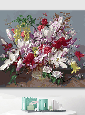 diy数字油画花卉手工装饰画百花