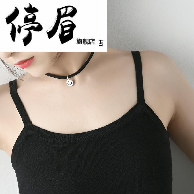 纯银大笑脸项链女微笑表情银吊坠项圈学生日韩简约锁骨链颈带颈链