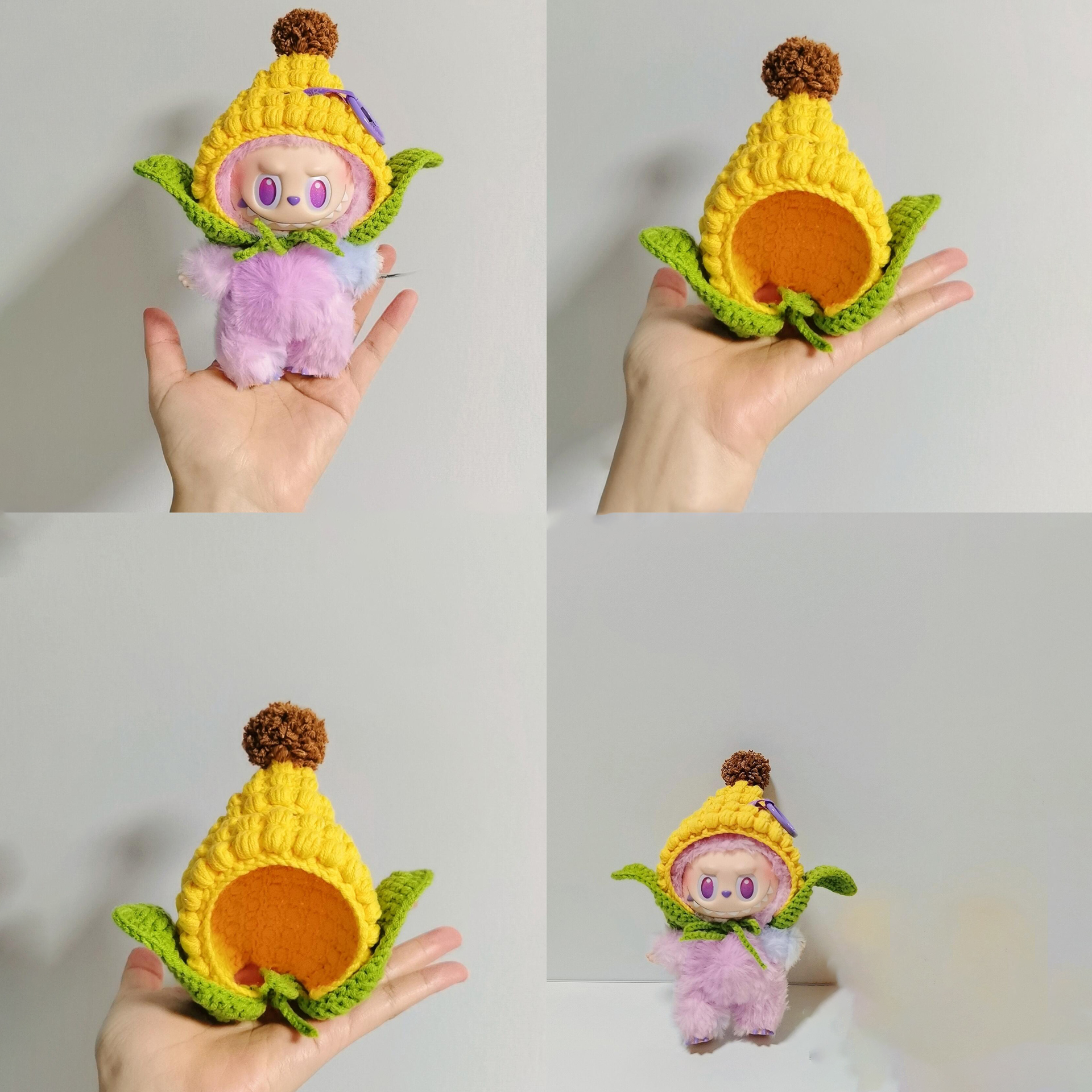 泡泡玛特四代Labubu拉布布娃衣材料包钩织雷朋cp甜玉米头套周边