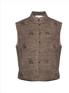 SCRT集喜瑭葫芦绣花珠扣绗棉马甲上衣C-DFWB5VT